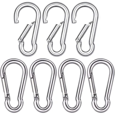 Image of Pubiao 7 PCS Carabiner Heavy Duty 304 Stainless Steel M6 Snap Hook Gauge Carabine Swivel Spring Clip for Outdoor Hiking Camping Fishing (Not Climbing)