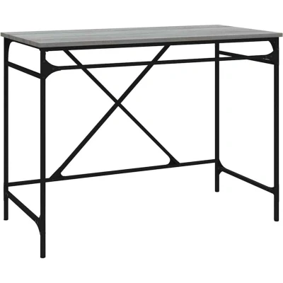 Image of vidaXL Desk Grey Sonoma 100x50x75 cm Engineered Wood and Iron