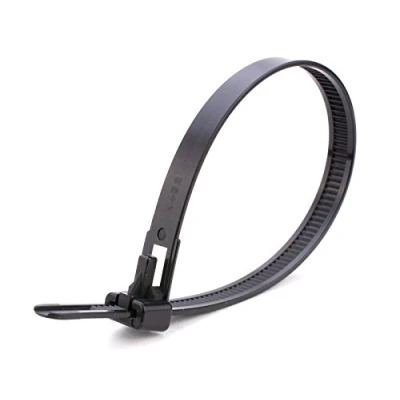 Image of UKCable Ties Releasable Cable Black Natural 100x (150mm x 7.6mm, Black)