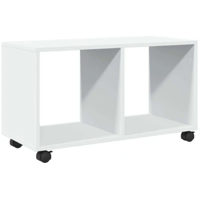 Image of vidaXL Rolling Cabinet Filing White Engineered Wood, 72x33x42.5 cm Office/Bedroom Organizer.