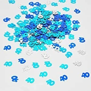 Image of LGT Blue and Silver Number Age Birthday Confetti. Perfect for Parties, Celebrations Events. Table Scatter, Sequins, 18,21,30,40,50,60. (Blue 40 Confetti)