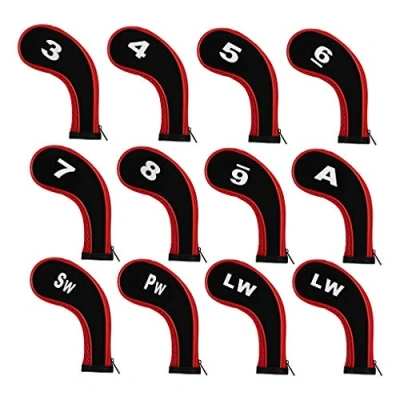 Image of NC Golf Iron Head Covers, 12pcs Zipper Club Covers with Number Tags for Ping Titleist Callaway Taylormade Cobra