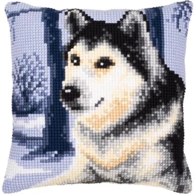 Image of Vervaco 1200977 Wolf Cross Stitch Cushion, Multi Colour