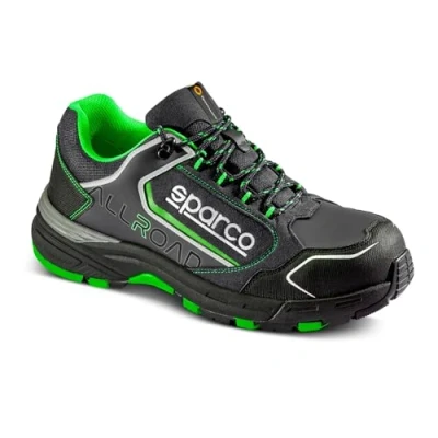 Image of Sparco Unisex&#039;s Allroad S3 SRC Work Safety Shoes, Black Green Fluo, 45 EU