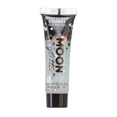 Image of Iridescent Chunky Face &amp; Body Glitter Gel by Moon White Cosmetic Festival Paint for Face, Body, Hair, Nails 12ml