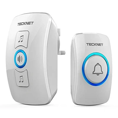 Image of TECKNET Wireless Doorbell, IP65 Waterproof Wall Plug in Door Bells Cordless Chime Kit at 1300 feet Range, 60 Chimes &amp; 5 Level Volume, Battery Operated, Entry Bell
