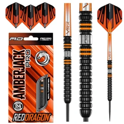 Image of RED DRAGON Amberjack Pro 1 24 Gram Premium Tungsten Darts Set with Flights and Stems