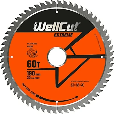 Image of WellCut TCT Circular Saw Blades 190mm x 30mm Bore 24T &amp; 48T 60T (60 Teeth)
