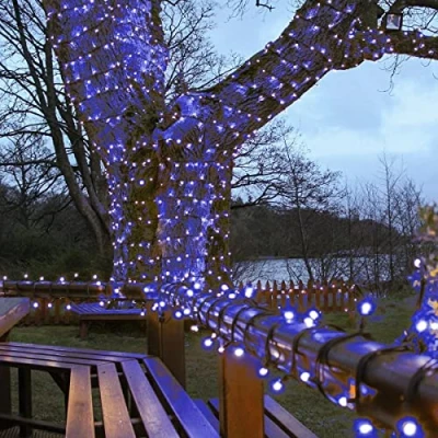 Image of Festive Lights ConnectPro Outdoor LED String Fairy Connectable IP65 Rubber Black Cable Wedding, Christmas, Garden, Commercial, Party (Blue w/Plug, 20m)