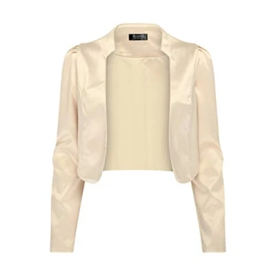 Image of Bolerose Formal Long Sleeve Satin Bolero Shrug Occasion Jacket (Champagne, 4XL)