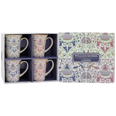 Image of The Leonardo Collection William Morris Lustre Lodden Mugs Set of 4 Kitchen &amp; Home Stylish Tableware Mug for Every Occasion Lovely Coffee Cup Mens Gifts Birthday Women