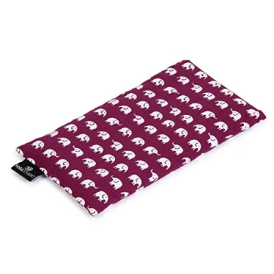 Image of Yoga Studio Organic Elephant Eye Pillow 23cm x 12/13cm, Lavender &amp; Linseed Scented for Tired Eyes, and Headaches (Violet Elephant)