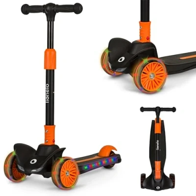 Image of LIONELO Timmy Balance Scooter for Children from 3 Years up to 50 kg, Three Wheel Children&#039;s with Height Adjustment, Non Slip Platform, Brake, Wheels and LED Platform