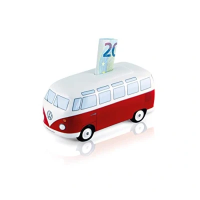 Image of BRISA VW Collection Volkswagen Savings Bank Piggy Money Coin Box in T1 Bus Samba Design (Classic Bus/Red)