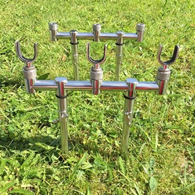 Image of NEW GOAL POST BUZZ BAR SET 20 35 CM 4 x BANK STICKS + 3 U RESTS CARP FISHING BAG