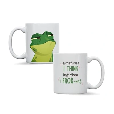 Image of forefrontdesigns Personalised Frog Mug, Printed Photo Text customised, Birthday, Gift, 11oz, Any Wording, Coffee, Tea