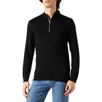 Image of ONLY &amp; SONS Men&#039;s ONSWYLER Life LS Half Zip Knit Sweater, Black, XL