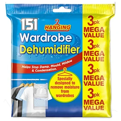 Image of Hanging Wardrobe Dehumidifier Helps Stop Mould, Damp, Mildew, Moisture and Condensation (12 x 3pk)