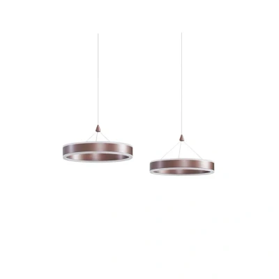 Image of Lucande LED pendant light Kolo, 2 bulb, brown, iron, dimmable