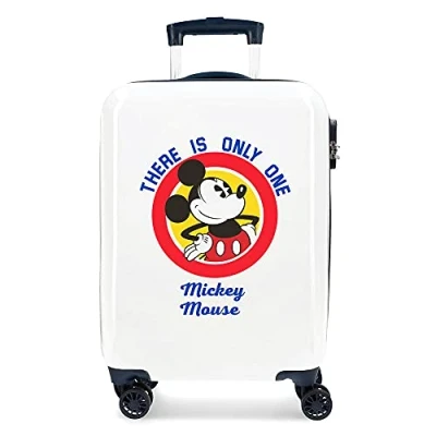 Image of Disney Mickey Magic White Cabin Suitcase 37 x 55 20 cm Rigid ABS Combination Lock 33 Litre 2.8 kg 4 Double Wheels Hand Luggage