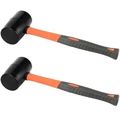 Image of KOHAND 2 Pack 16 oz Rubber Hammer, Solid Mallet Fiberglass Handle for Flooring, Paving, Woodworking