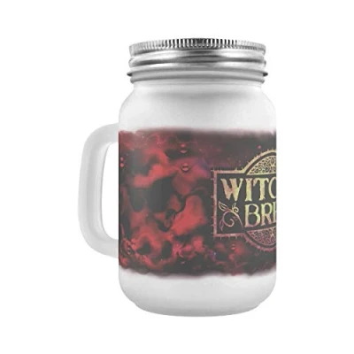 Image of Grindstore Witch&#039;s Brew Frosted Drinking Glass Mason Jar 13cm