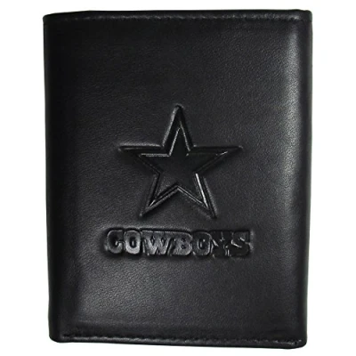 Image of Siskiyou Sports NFL Mens Dallas Cowboys Embossed Leather Tri fold Wallet One Size Black