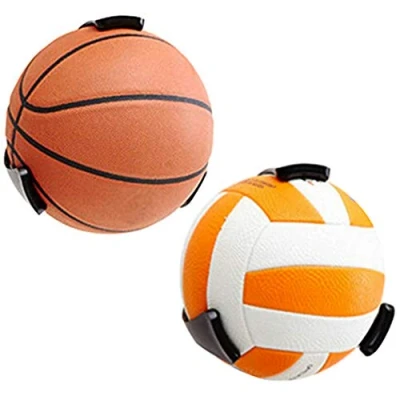 Image of DesignerBox 2 Pack Basketball Holder Wall Mount, Space Saver Bracket Storage Rack Football Soccer Volleyball Sports&#039; Ball Display Plastic Stand Claw Black (2 Pack)