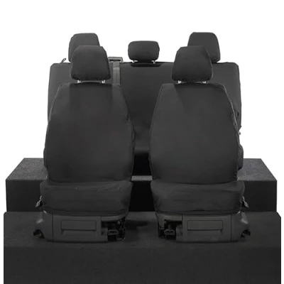 Image of UK Custom Covers SC127B SC128B Tailored Heavy Duty Waterproof Front &amp; Rear Seat Black To Fit VW Amarok (2011 2023)