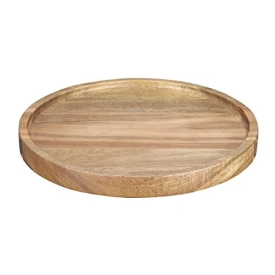 Image of Olympia Acacia Wood Round Plates 200mm Heavy Duty, Durable, Easy Clean, Stylish Hotel Restaurant Café Bar Bistro Food Dining Serving Platter