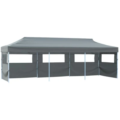Image of vidaXL Folding Pop up Party Tent with 5 Sidewalls 3x9 m Anthracite