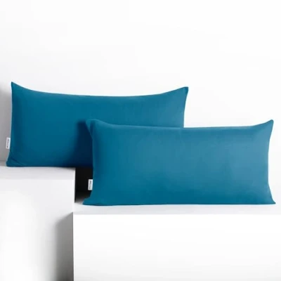 Image of DecoKing 2 pillowcases 40 x 80 cm cotton zip blue amber