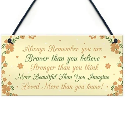Image of RED OCEAN Stronger Inspirational Hanging Plaque Friendship Gifts Quote Love Sign