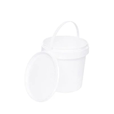 Image of Bucket with Lid, 20 x 1 Litre, White, Food Safe, Stable, Airtight, Plastic Handle, Empty, Litre