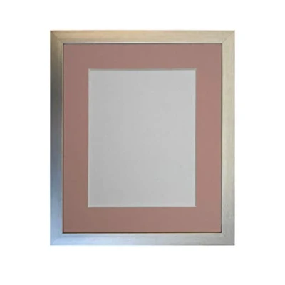 Image of FRAMES BY POST 0.75 Inch Silver Picture Photo Frame with Pink Mount 20 X16 Image Size 16 x 12 Plastic Glass