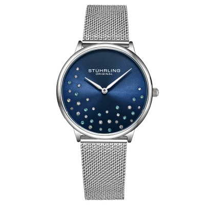 Image of Stührling Womens Silver and Navy Blue Symphony Quartz 38mm One Size