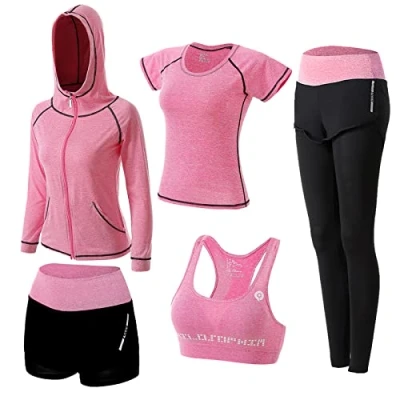Image of ZETIY Women&#039;s 5pcs Yoga Suit Sweatsuit Activewear Sets Sport Fitness Clothing Ladies Workout Outfit Sportsuits for Running Jogging Gym