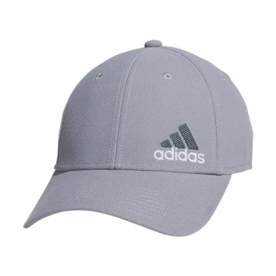 Image of adidas Men&#039;s Release 3 Structured Stretch Fit Cap, Grey/White/Preloved Ink Blue, L XL