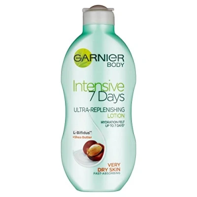 Image of Garnier Intensive 7 Days Body Lotion For Dry Skin, Fast Absorbing Non Greasy And Sticky Nourishing Moisturiser, Shea Butter, 250 Ml, Pack Of 1
