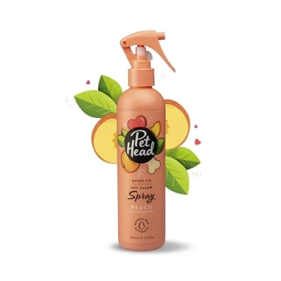 Image of PET HEAD Dog Spray 300ml, Quick Fix Dry Clean Spray, Peach Scent, Best Shampoo for Smelly Dogs, Nourishes and Softens Coat &amp; Skin, Professional Grooming, Vegan, Gentle Formula Puppies
