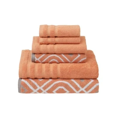 Image of Amrapur 6 pc Yarn Dyed towel Oxford Coral, Cotton, Single
