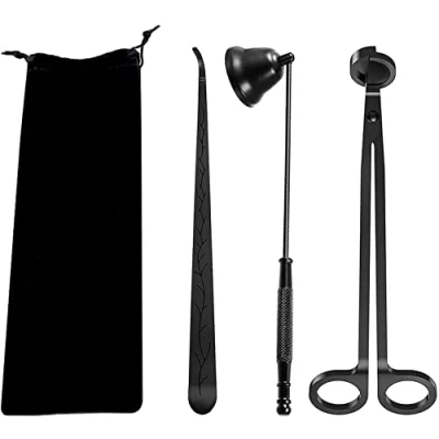 Image of 3 in 1 Candle Tools Set, Wick Trimmer, Cutter, Snuffer, Dipper Accessory Set Black