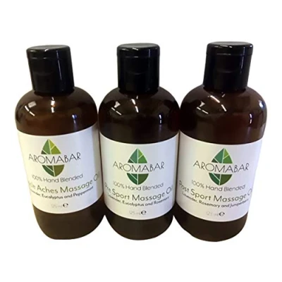 Image of Muscle Aches &amp; Sports Massage Oil Gift Set 3 x 125ml Boxed Pre Blended 100% Natural Ingredients