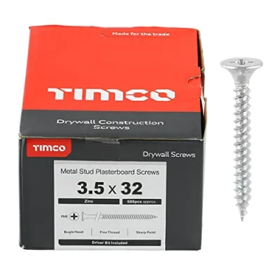 Image of TIMCO BZP PH2 Philips Drywall Screws 3.5 x 32 Zinc Box of 1000