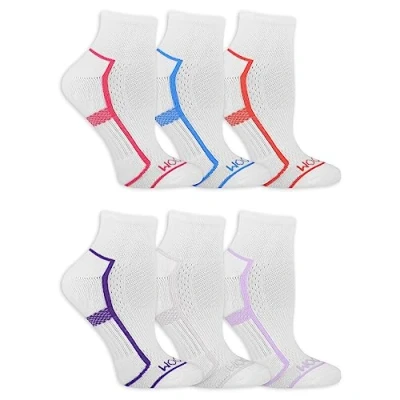 Image of Fruit of the Loom Women&#039;s Coolzone Cotton Ankle Socks (6 Pack), White Assorted 2, 7 11 UK