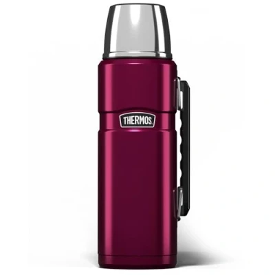 Image of Thermos Stainless King 1.2L Multi Purpose Flask Original Style can be used as Travel Mug or Insulated Water Bottle for Daily Commute &amp; Weekend Adventures Raspberry, 5 Year Warranty
