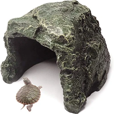 Image of Reptile Hideout Cave Tortoise Rock Aquarium Decoration Terrarium Stone Hideaway Natural Habitat Ornament for Gecko Spiders Frogs Lizards Fish Amphibian