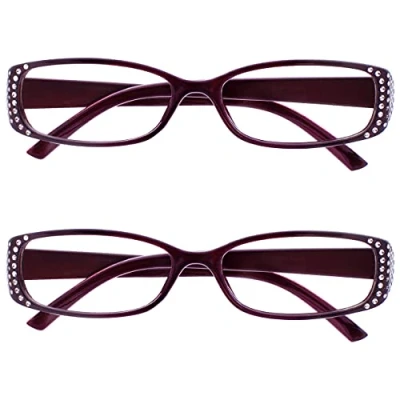 Image of The Reading Glasses Company Black &amp; Purple Diamonte Style Readers Value 2 Pack Designer Womens Ladies RR93 5 +1.50