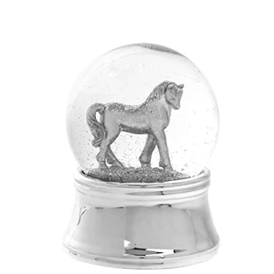 Image of The Leonardo Collection Small Silver Unicorn Colour Changing LED Glitter Art Glass Water Ball