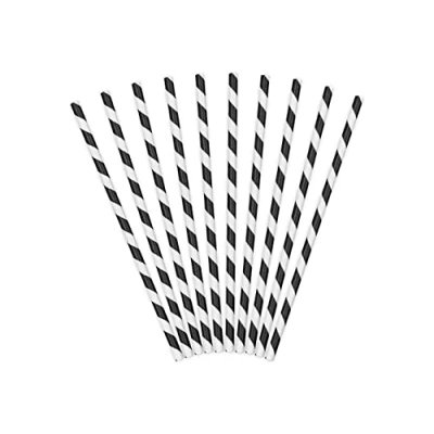 Image of Generique 10 Black striped straws